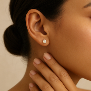 Elegant Solitaire & Pearl Stud Earring Set