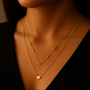 Gilded Duo Heart Layered Necklace