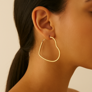 Minimal Gold Heart Hoop Earrings