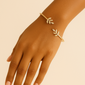 Olive Leaf Open Bangle Bracelet
