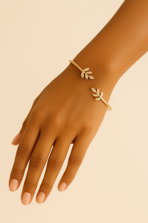 Olive Leaf Open Bangle Bracelet