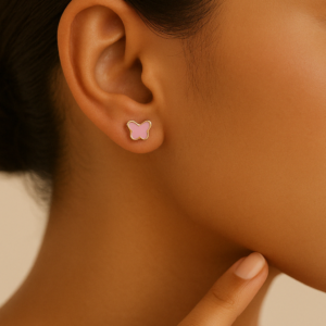 Pink Butterfly Stud Earrings