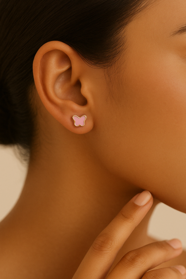 Pink Butterfly Stud Earrings