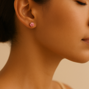 Pink Solitaire Stud Earrings