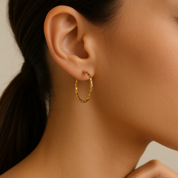 Twist Design Mini Gold Hoops